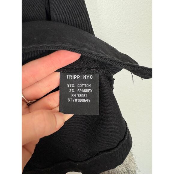 TRIPP NYC Y2K Steampunk Gothic Core Hook Front Faux Fur Black Denim Jacket Large - Picture 7 of 7